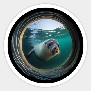 Curious Seal in Underwater View Sticker